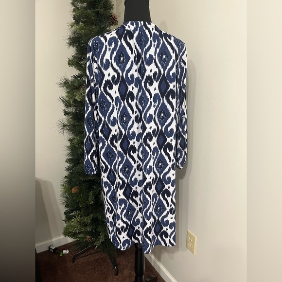 Michael Kors Patterned Navy and White Paisley Women's Dress with Tassels - Picture 2 of 11